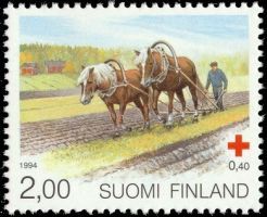 Punainen Risti 1994 1/3 - 2,00 + 0,40mk Työhevonen, Suomenhevonen (esimerkkikuva)