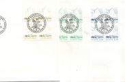 Aland 1984 - Fishing boat 0,20+0,50+1,10 blocks of four on three covers FDC