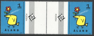 Ahvenanmaa 1996 - Tyylitellyt tervehdyspostimerkit 1/2 Onnea välilöpari + logo Ahvenanmaa 1996 - Tyylitellyt tervehdyspostimerkit 1/2 Onnea välilöpari + logo