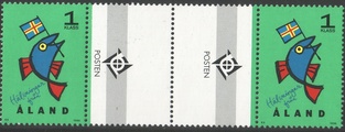 Ahvenanmaa 1996 - Tyylitellyt tervehdyspostimerkit 2/2 Terveisiä välilöpari + logo Ahvenanmaa 1996 - Tyylitellyt tervehdyspostimerkit 2/2 Terveisiä välilöpari + logo