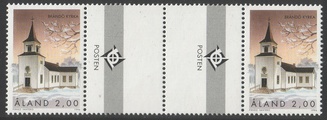 Ahvenanmaa 1996 - Brändön kirkko välilöpari + logo Ahvenanmaa 1996 - Brändön kirkko välilöpari + logo