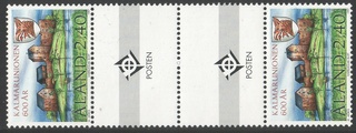 Ahvenanmaa 1997 - Kalmarin Unioni 600 vuotta välilöpari + logo Ahvenanmaa 1997 - Kalmarin Unioni 600 vuotta välilöpari + logo