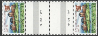 Ahvenanmaa 1997 - Kalmarin Unioni 600 vuotta välilöpari + numero Ahvenanmaa 1997 - Kalmarin Unioni 600 vuotta välilöpari + numero