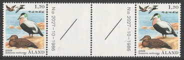 Ahvenanmaa 1987 - Merilintuja 1,70 Haahka välilöpari + numero Ahvenanmaa 1987 - Merilintuja 1,70 Haahka välilöpari + numero