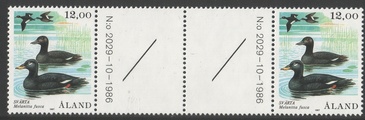 Ahvenanmaa 1987 - Merilintuja 12,00 Pilkkasiipi välilöpari + numero Ahvenanmaa 1987 - Merilintuja 12,00 Pilkkasiipi välilöpari + numero