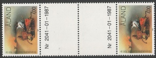 Ahvenanmaa 1987 - Palokuntatoiminta 100 vuotta harvinainen y paperi välilöpari numerolla Ahvenanmaa 1987 - Palokuntatoiminta 100 vuotta harvinainen y paperi välilöpari numerolla