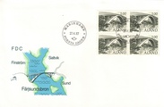 Aland 1987 - Farjsund Bridge, 50th Anniv., Rebuilt in 1980 block of four FDC