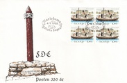 Aland 1988 - Postal Service, 350th anniversary, mailboat block of four FDC