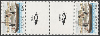 Ahvenanmaa 1988 - Posti 350 v postivene välilöpari + logo Ahvenanmaa 1988 - Posti 350 v postivene välilöpari + logo