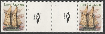 Ahvenanmaa 1988 - Purjelaivoja 1,80 kaljaasi Albanus välilöpari + logo Ahvenanmaa 1988 - Purjelaivoja 1,80 kaljaasi Albanus välilöpari + logo