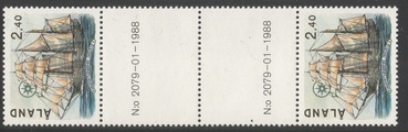 Ahvenanmaa 1988 - Purjelaivoja 2,40 kuunari Ingrid välilöpari + numero Ahvenanmaa 1988 - Purjelaivoja 2,40 kuunari Ingrid välilöpari + numero