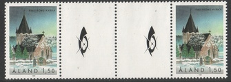 Ahvenanmaa 1989 - Finströmin kirkko Välilöpari + logo Ahvenanmaa 1989 - Finströmin kirkko Välilöpari + logo