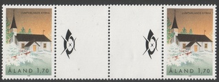 Ahvenanmaa 1990 - Lumparlandin kirkko välilöpari + logo Ahvenanmaa 1990 - Lumparlandin kirkko välilöpari + logo