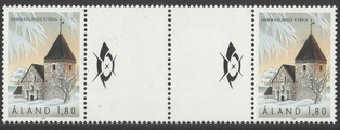 Ahvenanmaa 1992 - Hammarlandin kirkko välilöpari + logo Ahvenanmaa 1992 - Hammarlandin kirkko välilöpari + logo