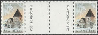 Ahvenanmaa 1992 - Hammarlandin kirkko välilöpari + numero Ahvenanmaa 1992 - Hammarlandin kirkko välilöpari + numero