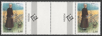 Ahvenanmaa 1993 - Kansallispukuja 1,90 Saltvik välilöpari + logo Ahvenanmaa 1993 - Kansallispukuja 1,90 Saltvik välilöpari + logo