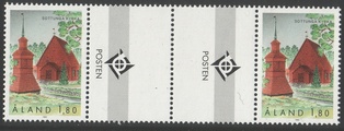 Ahvenanmaa 1993 - Sottungan kirkko välilöpari + logo Ahvenanmaa 1993 - Sottungan kirkko välilöpari + logo