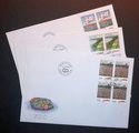 Ahvenanmaa 1994 - Ahvenanmaan kallioperä nelilöt eri kuorilla FDC Ahvenanmaa 1994 - Ahvenanmaan kallioperä nelilöt eri kuorilla FDC