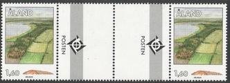 Ahvenanmaa 1994 - Ahvenanmaan kallioperä 1,60 Drimliini, Finström välilöpari + logo Ahvenanmaa 1994 - Ahvenanmaan kallioperä 1,60 Drimliini, Finström välilöpari + logo