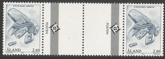 Ahvenanmaa 1994 - Kivikausi 2,80 työkaluja välilöpari + logo Ahvenanmaa 1994 - Kivikausi 2,80 työkaluja välilöpari + logo
