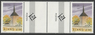 Ahvenanmaa 1994 - Sundin kirkko välilöpari + logo Ahvenanmaa 1994 - Sundin kirkko välilöpari + logo