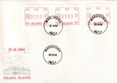 Ahvenanmaa 1984 - ATM 1 110, 140, 200 p (29.10.1984) FDC Ahvenanmaa 1984 - ATM 1 110, 140, 200 p (29.10.1984) FDC