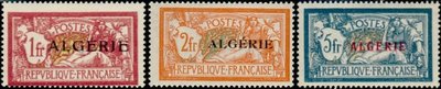 Algeria 1924 - 1fr 2fr 5fr Type Merson Overprinted Algerie (3) Algeria 1924 - 1fr 2fr 5fr Type Merson Overprinted Algerie (3)