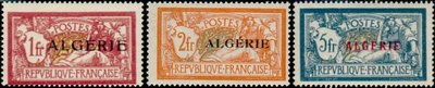 Algeria 1924 - 1fr 2fr 5fr Type Merson Overprinted Algerie (3)