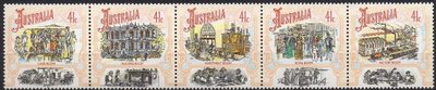 Australia 1990 - Colonial Development - Boom Time (strip of 5) Australia 1990 - Colonial Development - Boom Time (strip of 5)