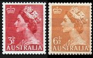Australia 1953 - Queen Elizabeth II - Crown in Upper Left Corner 3 1/2, 6 1/2 (2) Australia 1953 - Queen Elizabeth II - Crown in Upper Left Corner 3 1/2, 6 1/2 (2)