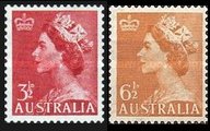 Australia 1953 - Queen Elizabeth II - Crown in Upper Left Corner 3 1/2, 6 1/2 (2)