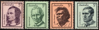 Australia 1968 - Famous Australians Three side perforated (4) Australia 1968 - Famous Australians Three side perforated (4)
