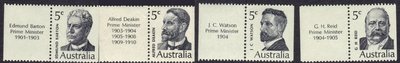 Australia 1969 - Famous Australians (4) with labels Australia 1969 - Famous Australians (4) with labels