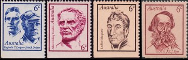 Australia 1970 - Famous Australians (4) left, bottom sides imperf.