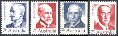 Australia 1972 - Prime Ministers of Australia (4) incl labels on left