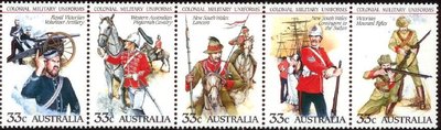 Australia 1985 - Military Uniforms (strip of 5)