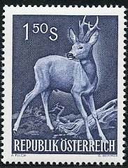 Itävalta 1959 - Intl. Hunting Council, Animals set 2/4 - Roe buck Itävalta 1959 - Intl. Hunting Council, Animals set 2/4 - Roe buck