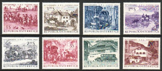 Itävalta 1964 - 15th UPU Cong., Vienna, The Post in Art (8) Itävalta 1964 - 15th UPU Cong., Vienna, The Post in Art (8)