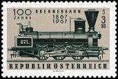 Itävalta 1967 - Centenary of railroad over Brenner Pass Itävalta 1967 - Centenary of railroad over Brenner Pass