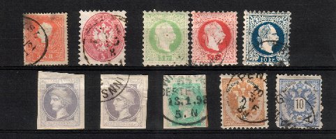 Itävalta - Austria 1858-1883 10 different Itävalta - Austria 1858-1883 10 different