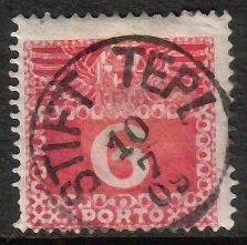 Itävalta 1908 - Porto Postage due 1908 6 heller STIFT TEPL 10/7/1909 12645