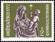 Itävalta 1972 - Christmas postage stamp - Virgin and Child (Wood 1420-30)