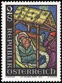 Itävalta 1973 - Christmas postage stamp 1973 - Nativity, stained-glass