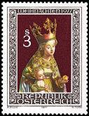 Itävalta 1977 - Christmas Postage Stamp 1977 - Virgin and Child, wood statue