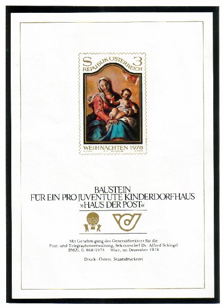 Austria 1978 - Charity block Pro Juventute 1978 - Virgin and Child