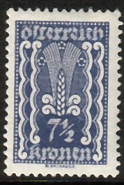 Austria 1922 - Definitives 7/38 Symbols of Agriculture 7 1/2 Austria 1922 - Definitives 7/38 Symbols of Agriculture 7 1/2