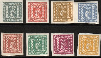 Austria 1921 - Newspaper stamps, imperforated (8) Austria 1921 - Newspaper stamps, imperforated (8)