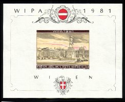 Itävalta 1981 - Wipa 1981 Stamp Exhibition Souvenir Sheet, Heroes Square Unperf.