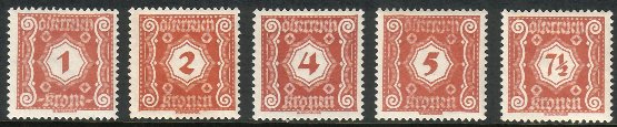 Austria 1922 - Porto 1922 Digit values (5)