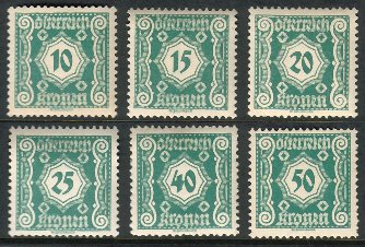 Austria 1922 - Porto 1922 Drawing numbers, kronen values, small format (6)